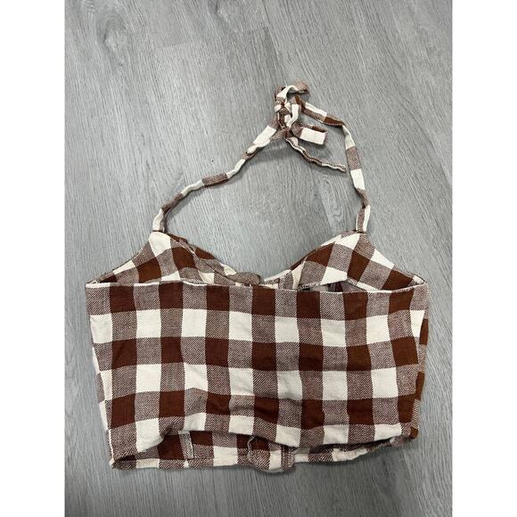 Reformation Women Connie Gingham Havana Halter Top PLAID SIZE 0 A000039 - Picture 6 of 11